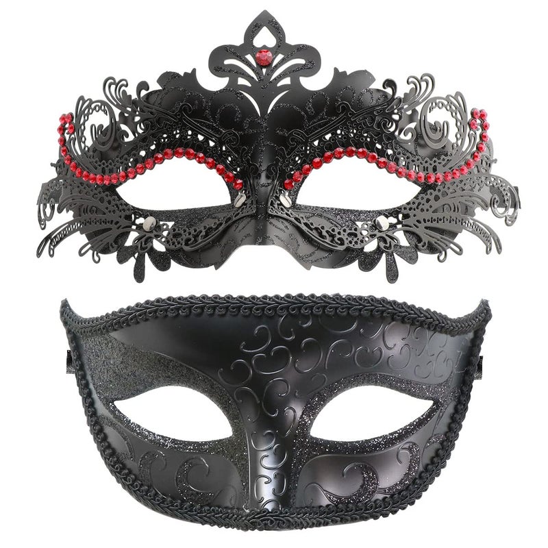 Coddsmz Couple Masquerade Mask Set Venetian Party Mardi Gras Halloween Costume Fancy Dress Mask for Women Men - Image 1